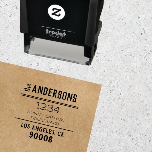 Chic Rustic Big Family Name Personalized Address Zelfinktende Stempel