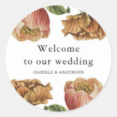 Chic Rustic Bloemen Huwelijk Welkom Ronde Sticker (Voorkant)