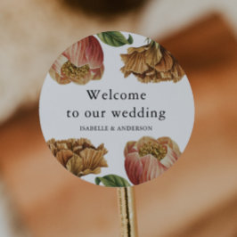 Chic Rustic Bloemen Huwelijk Welkom Ronde Sticker