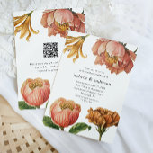 Chic Rustic Bloemen QR Code RSVP Huwelijk Kaart