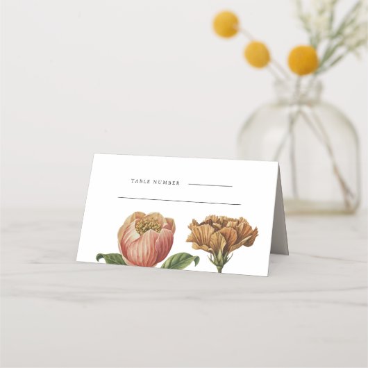 Chic Rustic Bloemen Trouwtafel Plaatskaartje (Voorkant)