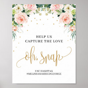 Chic Rustic blush roze floral gold oh, snap-sign Poster
