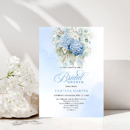 Chic Rustic Bohemian Blue Hydrangeas Bridal Shower Kaart