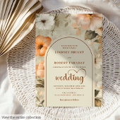 Chic Rustic Boho Copper Beige Olive Floral Wedding Kaart