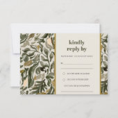 Chic Rustic Boho Green Retro Botanische bruiloft RSVP Kaartje (Voorkant)