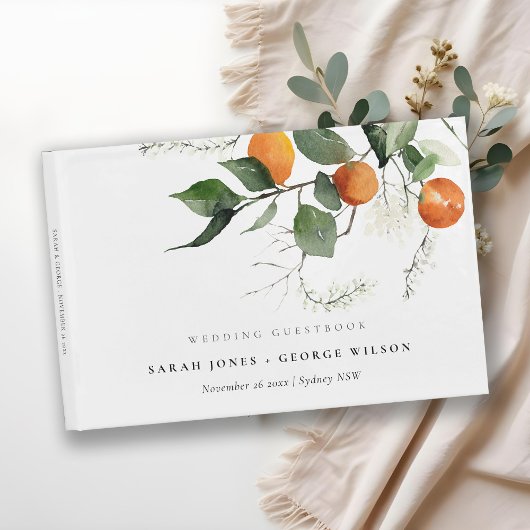 Chic Rustic Boho Oranje Blossom Botanical Wedding Gastenboek