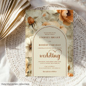 Chic Rustic Boho Terra Cotta Ivory Floral Wedding Kaart