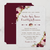 Chic Rustic Burgundy Marsala Floral Wedding Kaart (Voorkant / Achterkant)