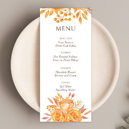 Chic Rustic Burnt Sinaasappel Floral Terracotta We Menu