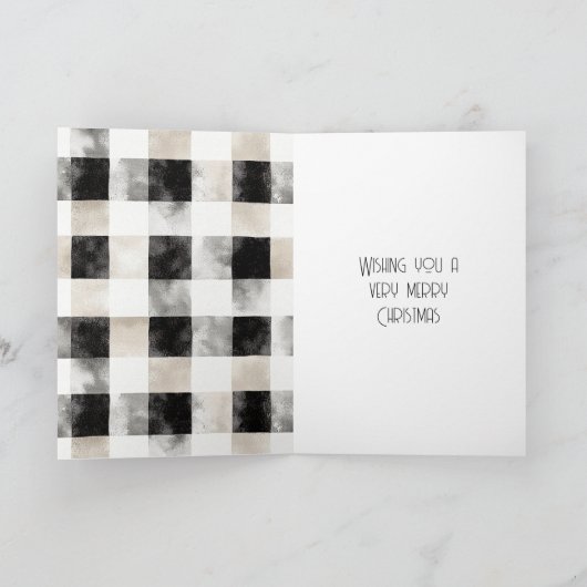 Chic Rustic Christmas Cream Black Silver Glam Bow Kaart (Binnen)