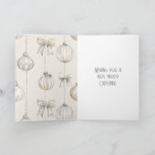 Chic Rustic Christmas Cream Bunny Ornamenten Kaart (Binnen)