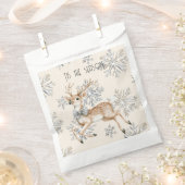 Chic Rustic Christmas Cream Herten Sneeuwvlokken Bedankzakje (Geknipt)