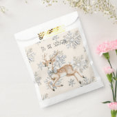 Chic Rustic Christmas Cream Herten Sneeuwvlokken Bedankzakje (Gezegeld)