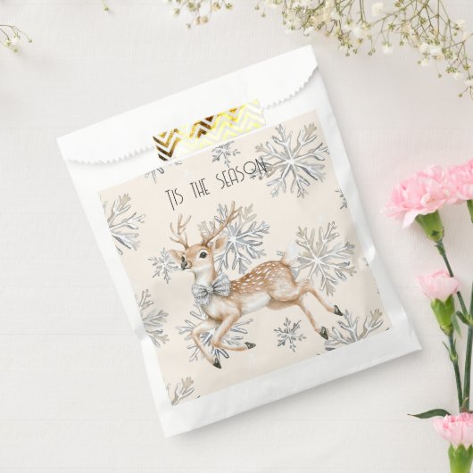 Chic Rustic Christmas Cream Herten Sneeuwvlokken Bedankzakje (Gezegeld)