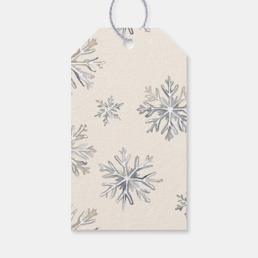 Chic Rustic Christmas Cream Herten Sneeuwvlokken Cadeaulabel (Achterkant)