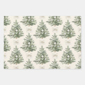 Chic Rustic Christmas Cream Herten Sneeuwvlokken Inpakpapier Vel (Voorkant 3)