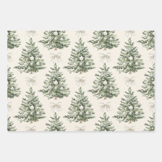 Chic Rustic Christmas Cream Herten Sneeuwvlokken Inpakpapier Vel (Voorkant 3)