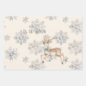 Chic Rustic Christmas Cream Herten Sneeuwvlokken Inpakpapier Vel (Voorkant)