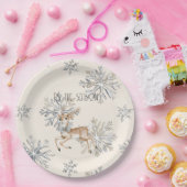 Chic Rustic Christmas Cream Herten Sneeuwvlokken Papieren Bordje (Feest)