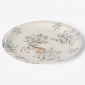 Chic Rustic Christmas Cream Herten Sneeuwvlokken Papieren Bordje (Gekanteld)
