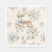 Chic Rustic Christmas Cream Herten Sneeuwvlokken Servet (Voorkant)