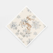 Chic Rustic Christmas Cream Herten Sneeuwvlokken Servet (Hoek)