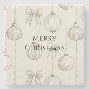 Chic Rustic Christmas Cream Ornamenten Stenen Onderzetter