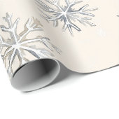 Chic Rustic Christmas Cream Snowflakes Cadeaupapier (Rol Hoek)
