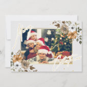 Chic Rustic Christmas Family 3 Foto's Vakantie Kaa Feestdagenkaart (Voorkant)