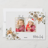 Chic Rustic Christmas Family 3 Foto's Vakantie Kaa Feestdagenkaart (Achterkant)