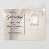 Chic Rustic Country String Lights Save the Date Aankondigingskaart (Achterkant)