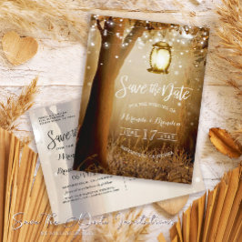 Chic Rustic Country String Lights Save the Date Aankondigingskaart