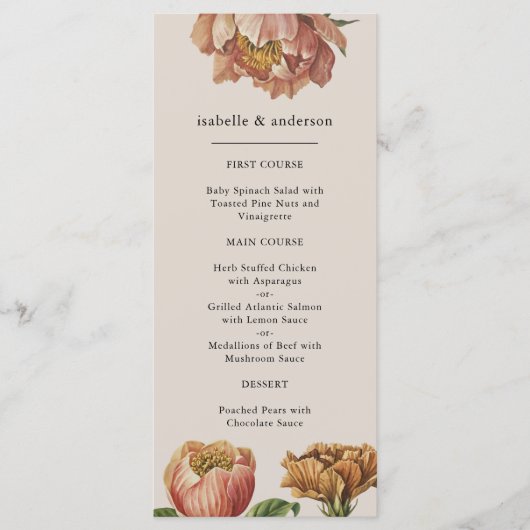 Chic Rustic Floral QR Code Fotomenu Menu (Voorkant)