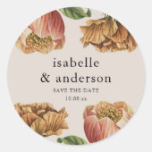 Chic Rustic Floral Wedding Save the Date Ronde Sticker (Voorkant)