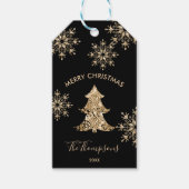 Chic Rustic Glitter Kerstboom Vrolijk Kerstfeest Cadeaulabel (Voorkant)