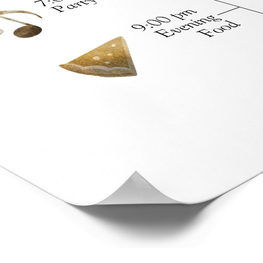 Chic Rustic Gold Waterverf Weddenschap tijdlijn Poster (Hoek)