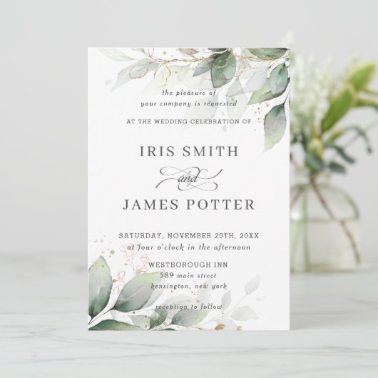 Chic Rustic Greenery Bladerachtige Bladerachtige G Kaart (Staand voorkant)