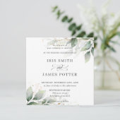 Chic Rustic Greenery Leafy Foliage Gold Wedding Kaart (Staand voorkant)