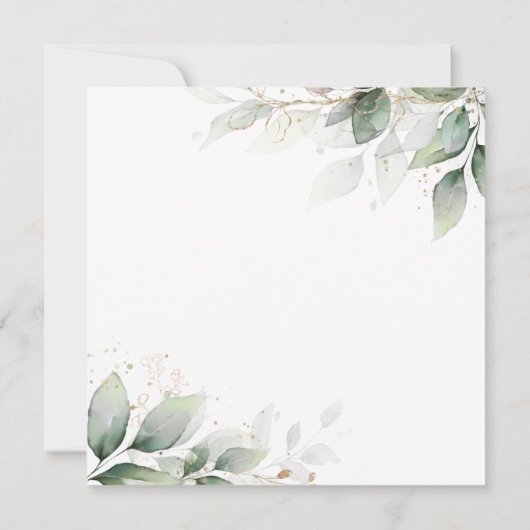 Chic Rustic Greenery Leafy Foliage Gold Wedding Kaart (Achterkant)