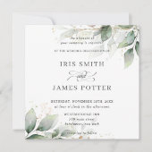 Chic Rustic Greenery Leafy Foliage Gold Wedding Kaart (Voorkant)