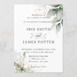 Chic Rustic Greenery Leafy Foliage Wedding Kaart