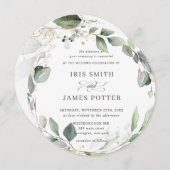 Chic Rustic Greenery Leafy Foliage Wreath Wedding Kaart (Voorkant / Achterkant)