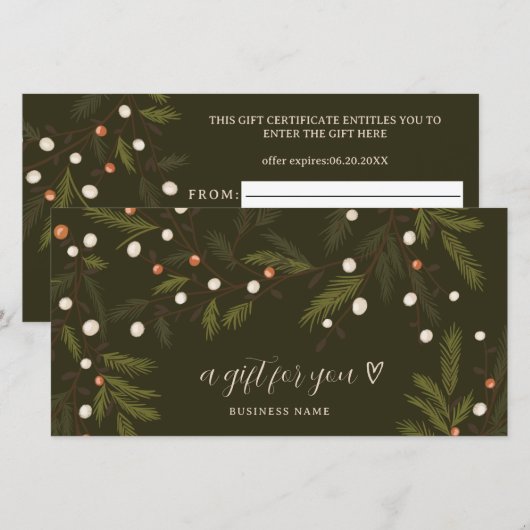 Chic Rustic Greenery Wintervakantie Kerst logo (Voorkant / Achterkant)