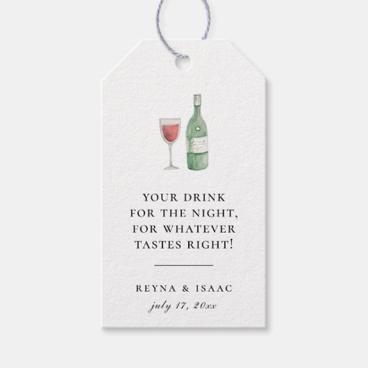 Chic Rustic Illustrated Wedding Drink Favor Cadeaulabel (Voorkant)