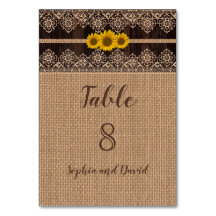 Chic Rustic Lace Burlap Wood Trouwtafel Nummer