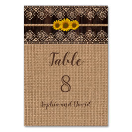 Chic Rustic Lace Burlap Wood Trouwtafel Nummer Kaart