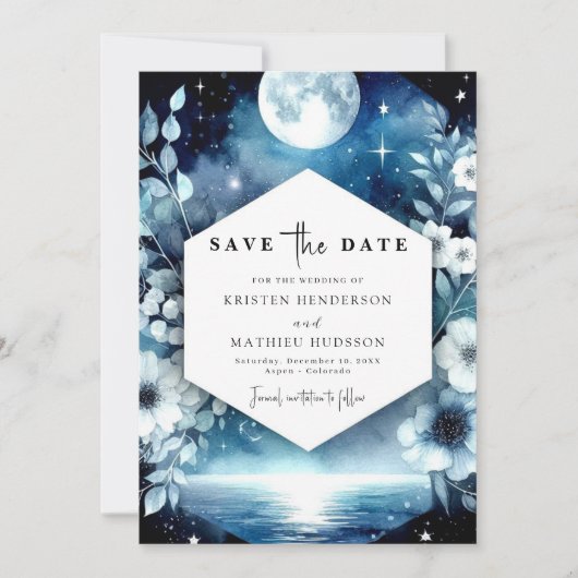 Chic Rustic Maanverlichte bruiloft Save The Date (Voorkant)
