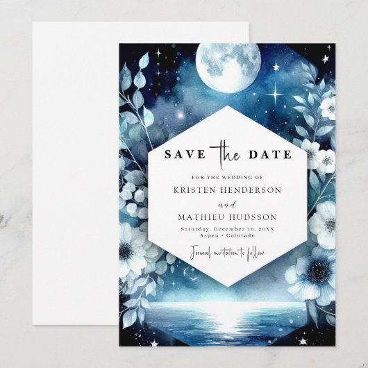 Chic Rustic Maanverlichte bruiloft Save The Date (Voorkant / Achterkant)
