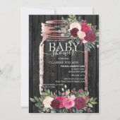 Chic Rustic Mason Jar Roos Gold Baby shower Kaart (Voorkant)