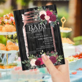 Chic Rustic Mason Jar Roos Gold Baby shower Kaart